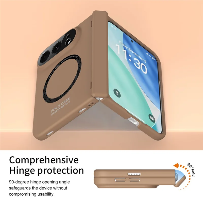 Custodia magnetica per iPhone Fold con protezione per schermo in vetro temperato HD, custodia antiurto in PC - Caramello