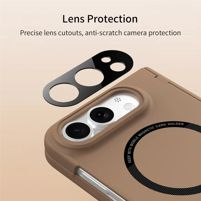 Custodia magnetica per iPhone Fold con protezione per schermo in vetro temperato HD, custodia antiurto in PC - Caramello