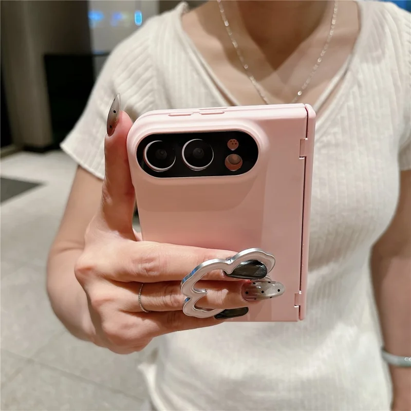For iPhone Fold Case Heart Clover Stand PC-telefoonhoesje met screenprotector - Roze