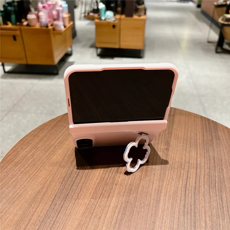 For iPhone Fold Case Heart Clover Stand PC-telefoonhoesje met screenprotector - Roze