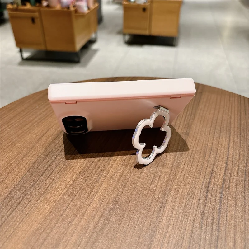 For iPhone Fold Case Heart Clover Stand PC-telefoonhoesje met screenprotector - Roze