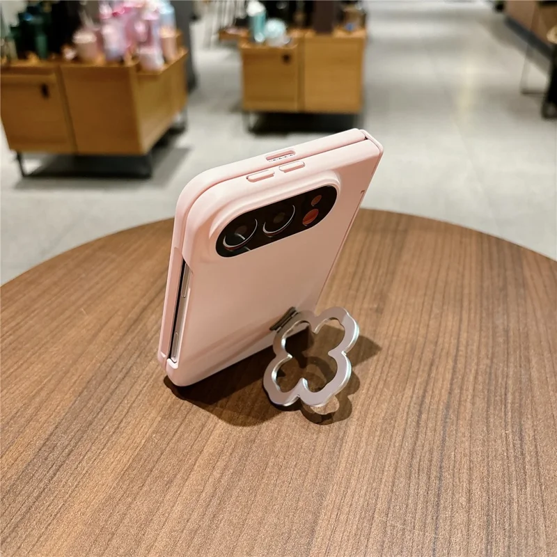 For iPhone Fold Case Heart Clover Stand PC-telefoonhoesje met screenprotector - Roze