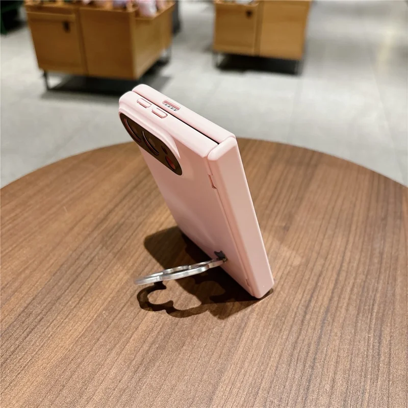 For iPhone Fold Case Heart Clover Stand PC-telefoonhoesje met screenprotector - Roze