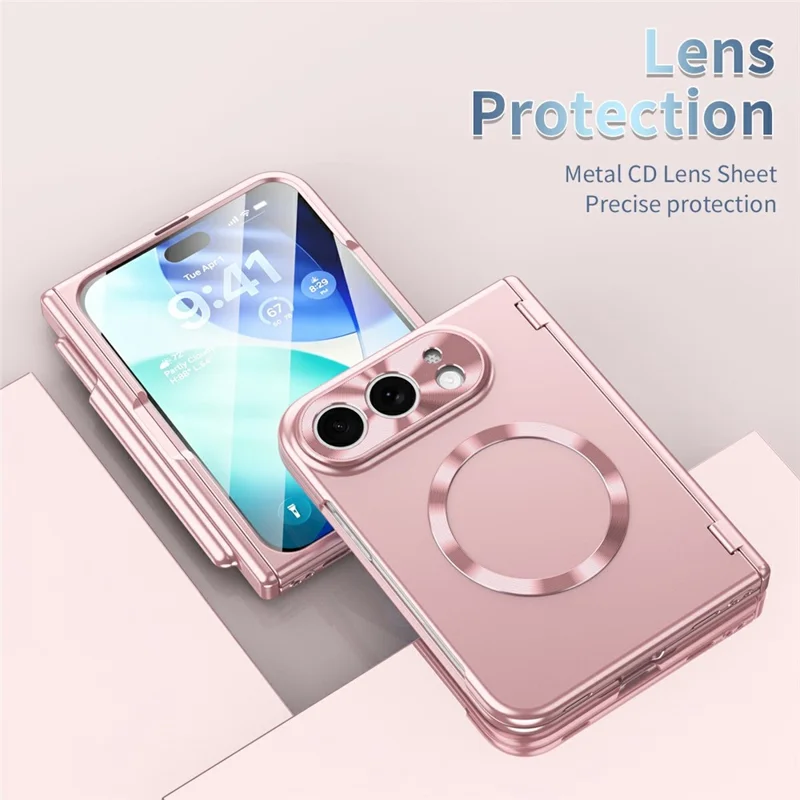 Voor iPhone Fold Magnetische Hoes Harde PC-telefoonhoes - Roze Goud
