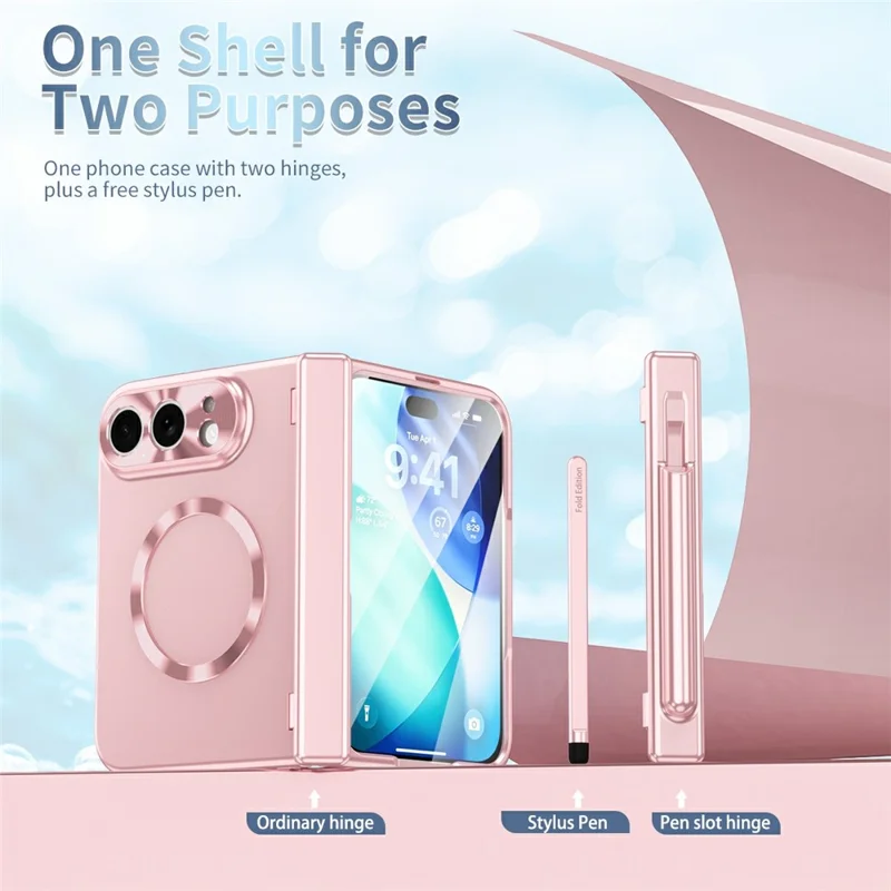 Voor iPhone Fold Magnetische Hoes Harde PC-telefoonhoes - Roze Goud