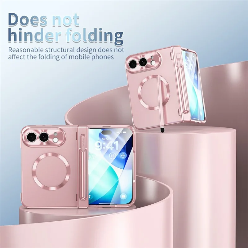 Voor iPhone Fold Magnetische Hoes Harde PC-telefoonhoes - Roze Goud