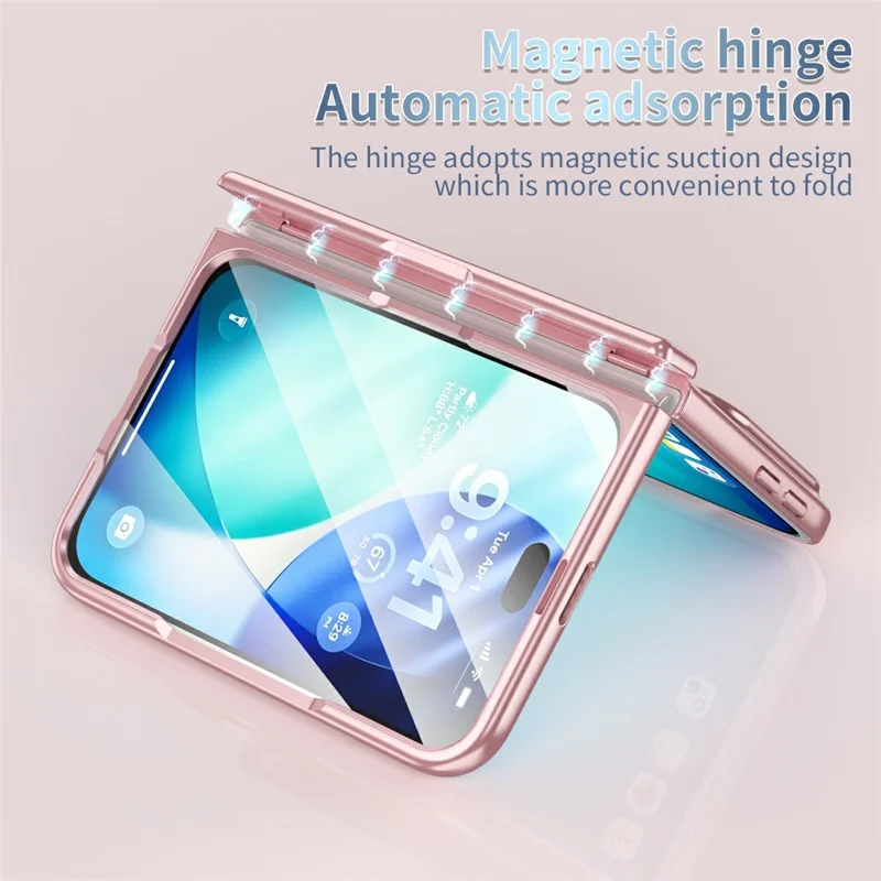 Voor iPhone Fold Magnetische Hoes Harde PC-telefoonhoes - Roze Goud