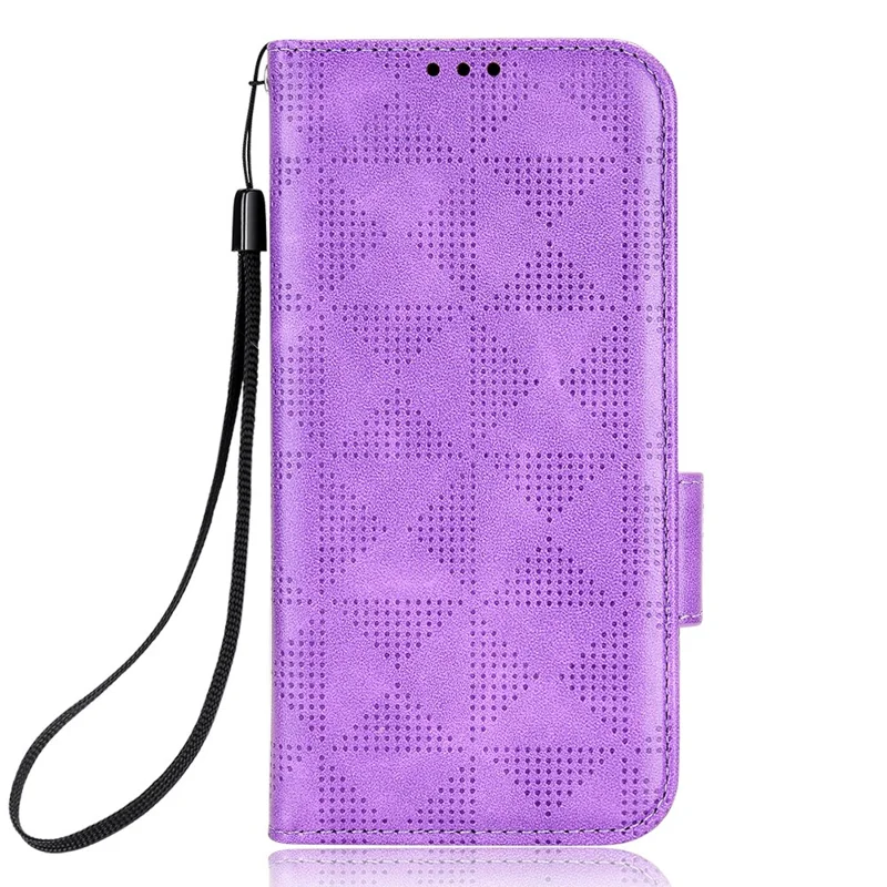 For Realme 10 Pro 5G PU Leather Stand Case Full Protection Phone Wallet Imprinted Triangle Pattern Cover with Hand Strap - Purple