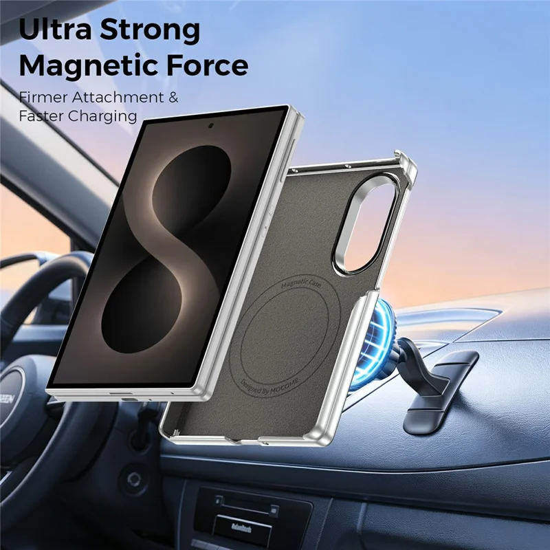 For Samsung Galaxy Z Fold8 Magnetic Case Dual-Hinge Litchi Texture Leather Phone Cover - Sapphire