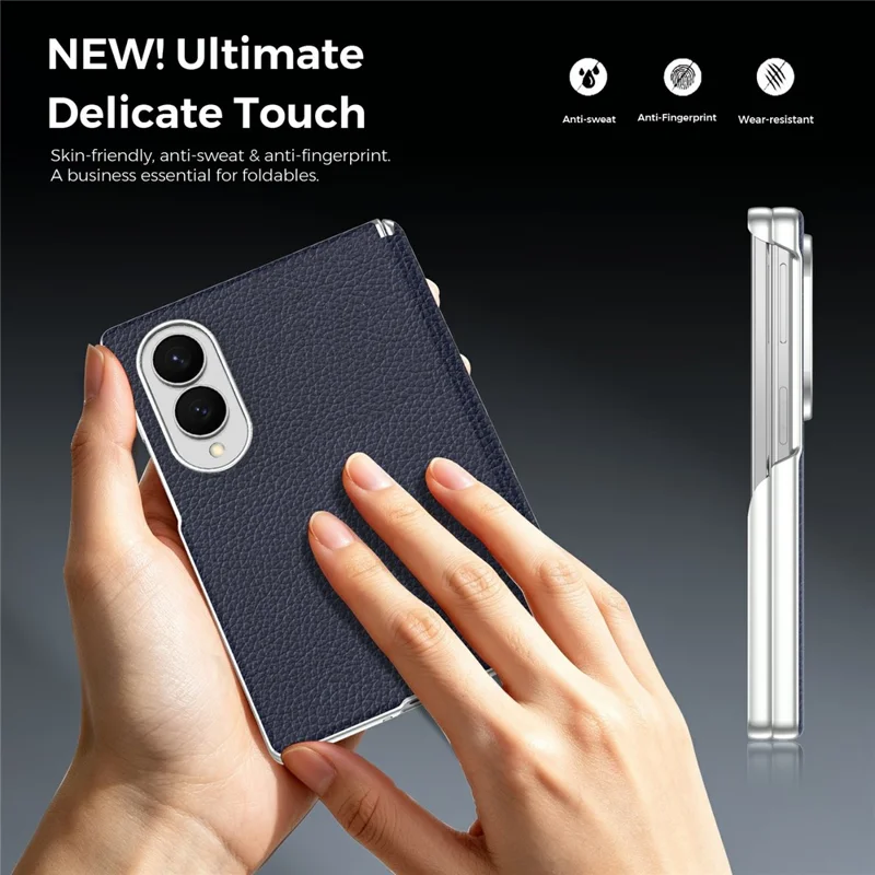 For Samsung Galaxy Z Fold8 Magnetic Case Dual-Hinge Litchi Texture Leather Phone Cover - Sapphire