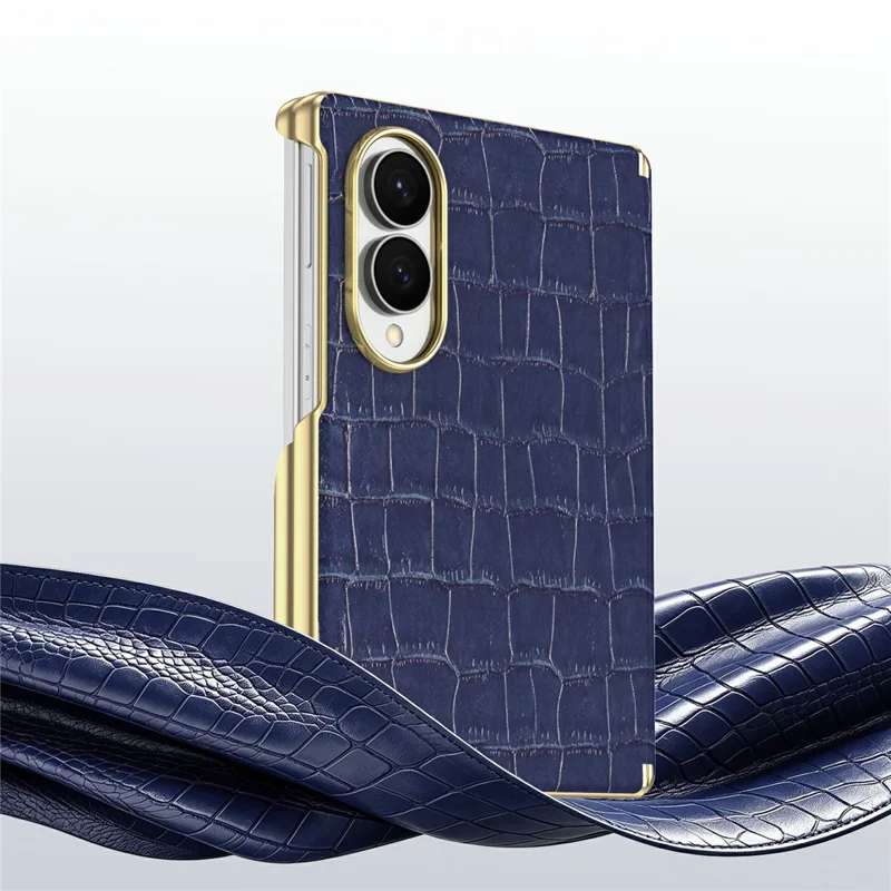For Samsung Galaxy Z Fold8 Magnetic Case Dual-Hinge Crocodile Texture Leather Phone Cover - Sapphire