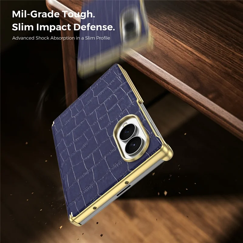 For Samsung Galaxy Z Fold8 Magnetic Case Dual-Hinge Crocodile Texture Leather Phone Cover - Sapphire