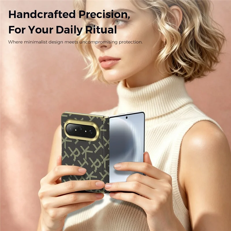 For Huawei Pura X Max Magnetisk Taske med Pixelmønster i Læder + PC Hinge-beskyttelse Telefonbeslag - Brun