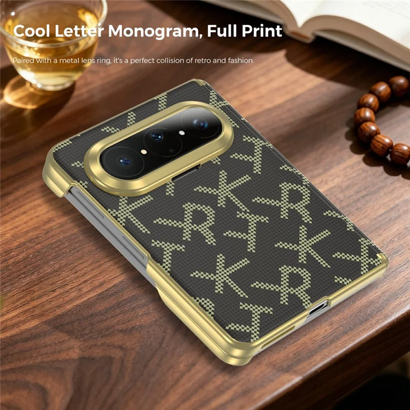 For Huawei Pura X Max Magnetisk Taske med Pixelmønster i Læder + PC Hinge-beskyttelse Telefonbeslag - Brun