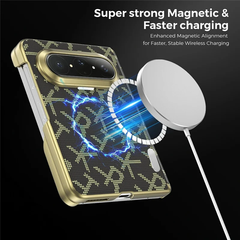 For Huawei Pura X Max Magnetisk Taske med Pixelmønster i Læder + PC Hinge-beskyttelse Telefonbeslag - Brun