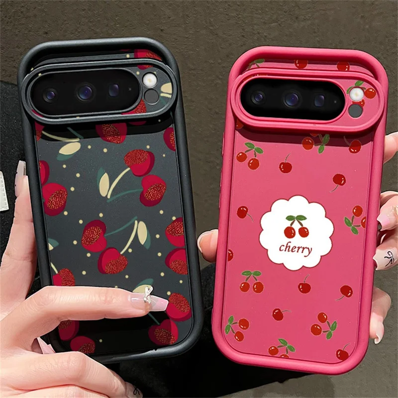 For Google Pixel 10 Pro Case Cherry Pattern Soft TPU Shockproof Phone Cover - A727 / White