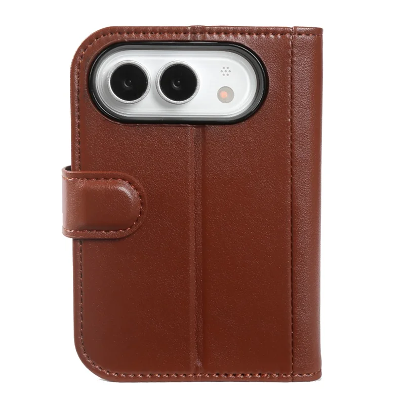 Voor iPhone Fold Case Echt Gespleten Leer Telefoonhoesje met Portemonnee Stand - Lichtbruin