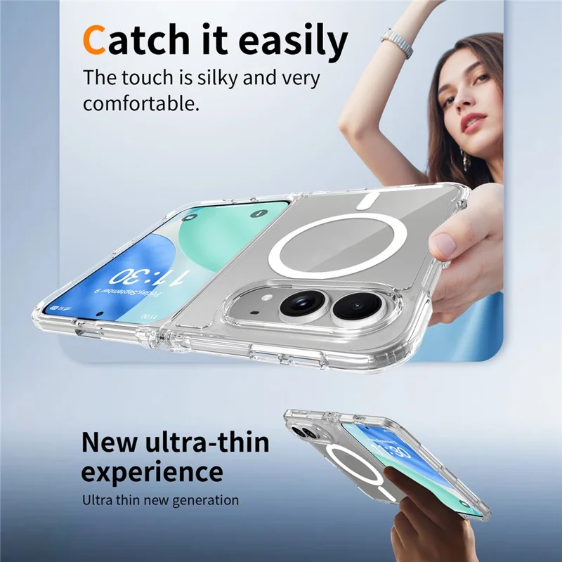 Étui magnétique pour iPhone Fold 2,0 mm, résistant aux rayures, en TPU + PC, transparent