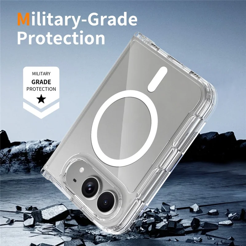 Étui magnétique pour iPhone Fold 2,0 mm, résistant aux rayures, en TPU + PC, transparent