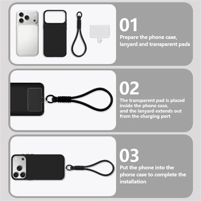 For iPhone 18 Pro / 17 Pro Case with Wrist Strap Large Camera Cutout Litchi Texture PU Leather PC Phone Cover - Black