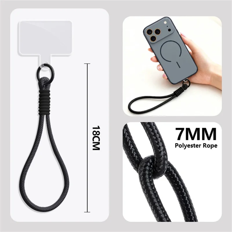 For iPhone 18 Pro / 17 Pro Magnetic Case with Wrist Strap Precise Camera Cutout PC TPU Phone Cover - Black