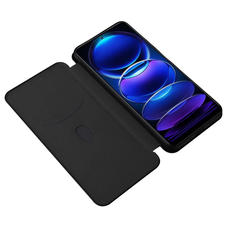 Für Xiaomi Redmi Hinweis 12 5G Carbonfaser Textur Magnetic PU Leder Telefon Hülle Kartenschlitzständer Flip Cover - Schwarz