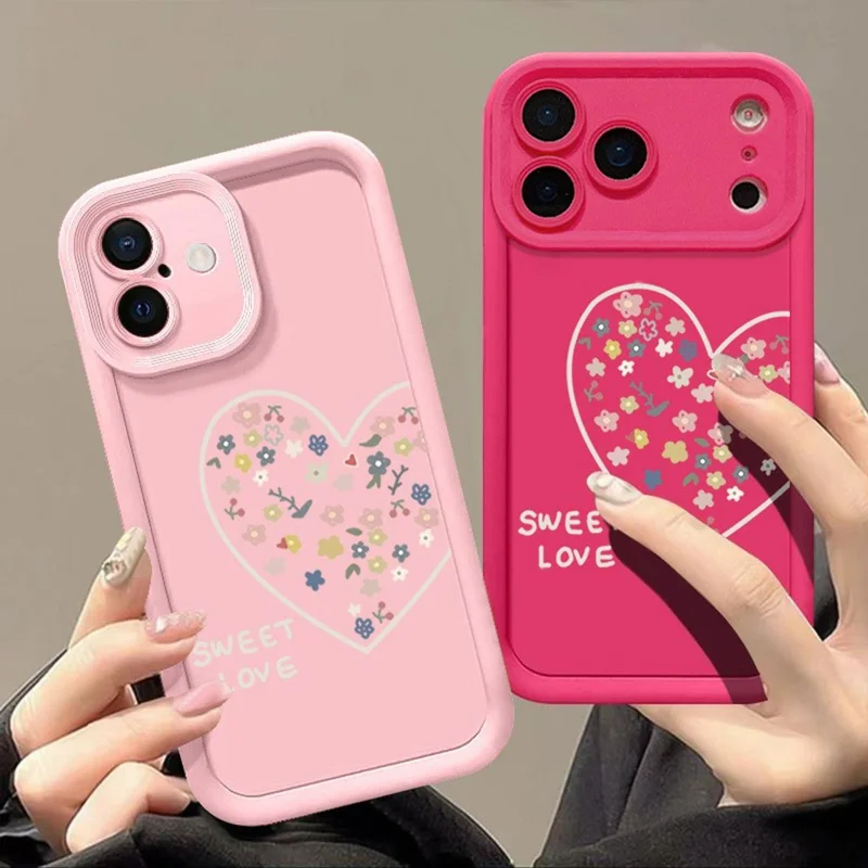 Für iPhone 17 Pro Max Hülle Süßes Liebes-Herz-Muster Präziser Kameraschutz TPU-Handyhülle - B005B2