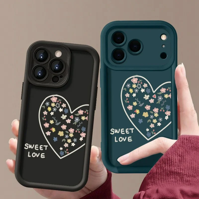 Für iPhone 17 Pro Max Hülle Süßes Liebes-Herz-Muster Präziser Kameraschutz TPU-Handyhülle - B005B2
