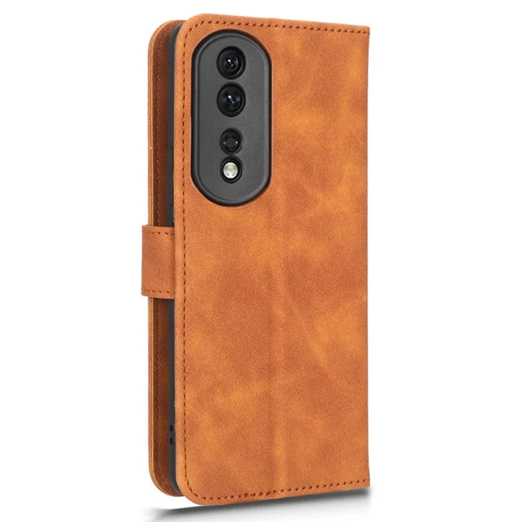 Para Honra 80 Pro 5G Protetor de Telefone Telefônico Multifuncional Stand Flip Skin-touch Feeling Phone Case PU Leather+TPU Cover - Castanho