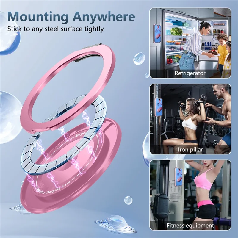For iPhone 18 Pro Max / 17 Pro Max Magnetisk Case med Roterbar Støtte PC + TPU Bagside - Transparent Rosa