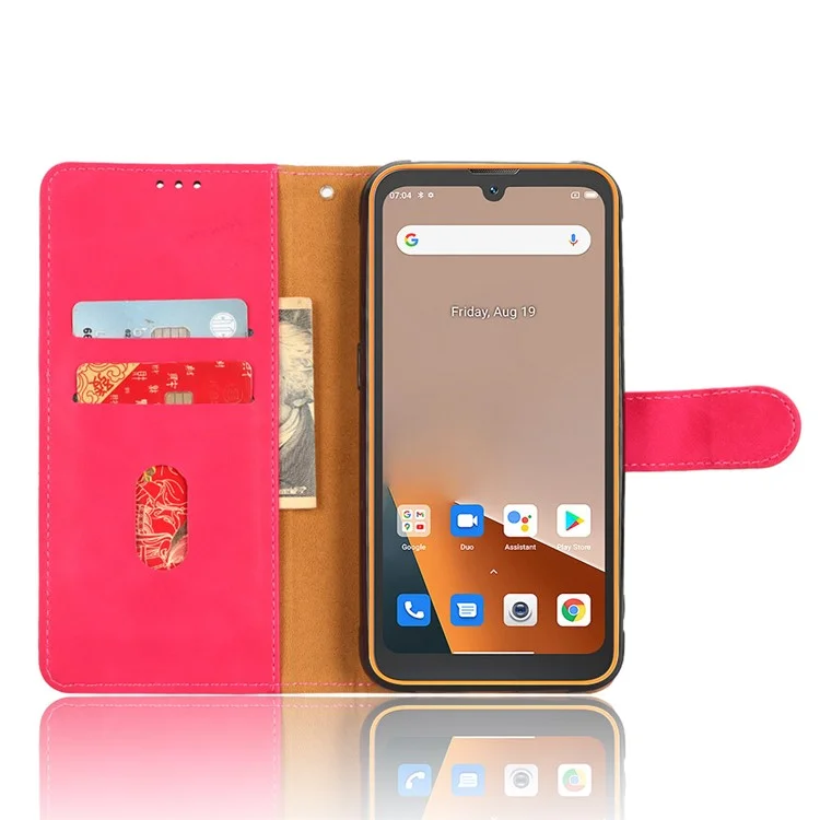 For Blackview BV5200 4G Anti-fingerprint Comfortable Skin-touch Feeling Phone Case Wallet Stand Flip PU Leather+TPU Phone Cover - Rose