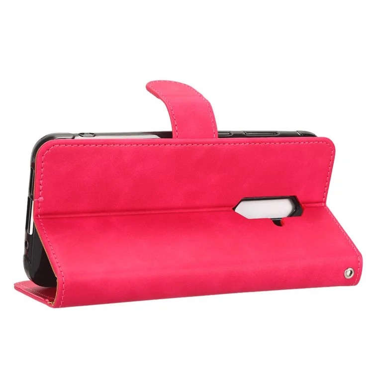 For Blackview BV5200 4G Anti-fingerprint Comfortable Skin-touch Feeling Phone Case Wallet Stand Flip PU Leather+TPU Phone Cover - Rose