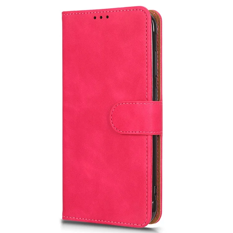 For Blackview BV5200 4G Anti-fingerprint Comfortable Skin-touch Feeling Phone Case Wallet Stand Flip PU Leather+TPU Phone Cover - Rose