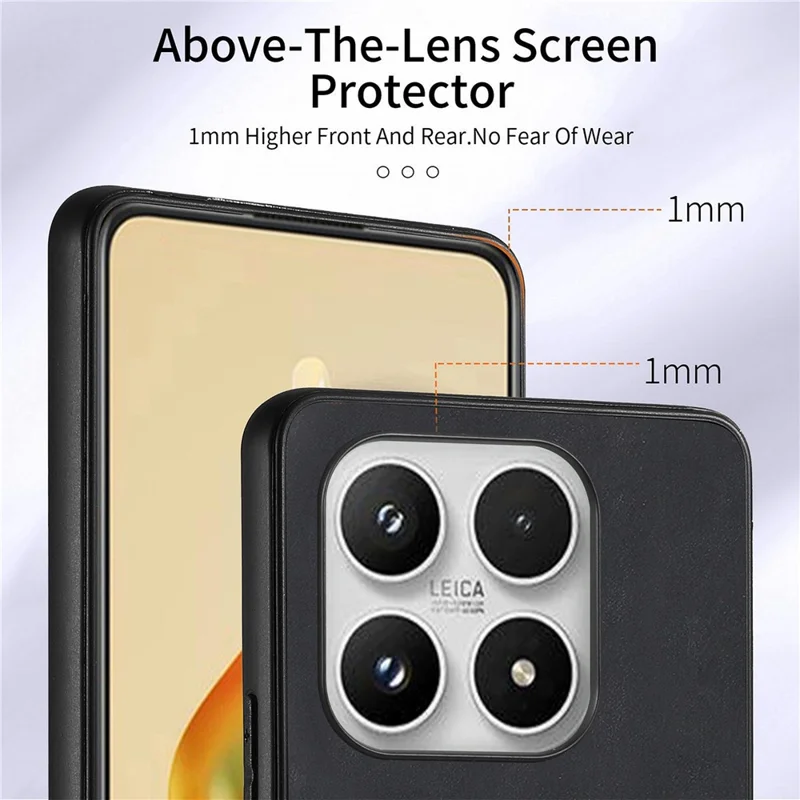 For Xiaomi 17 Case with Tempered Glass Screen Protector Card Slots PU Leather Ring Holder Kickstand Back Cover - Black