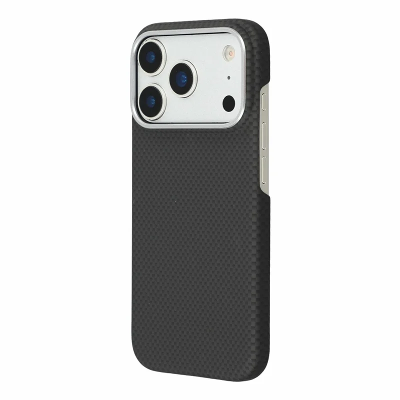 X-LEVEL for iPhone 18 Pro Max / 17 Pro Max Magnetic Case Carbon Nanofiber + Metal Lens Frame Phone Cover - Black