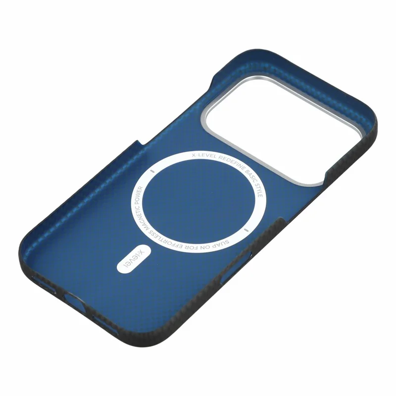 X-LEVEL for iPhone 18 Pro Max / 17 Pro Max Magnetic Case Carbon Nanofiber + Metal Lens Frame Phone Cover - Black