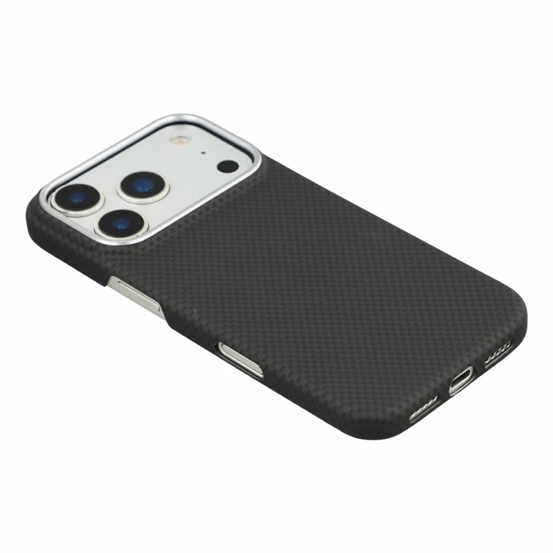 X-LEVEL for iPhone 18 Pro Max / 17 Pro Max Magnetic Case Carbon Nanofiber + Metal Lens Frame Phone Cover - Black