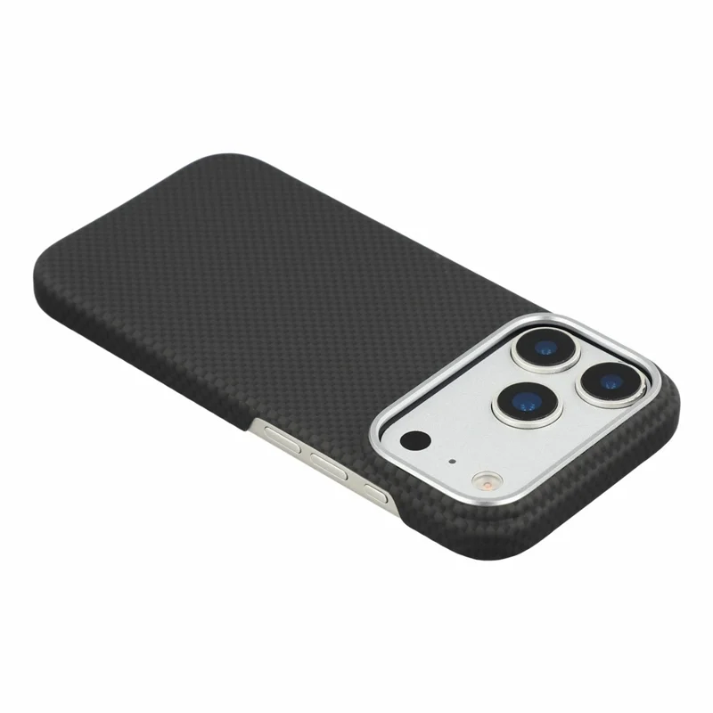 X-LEVEL for iPhone 18 Pro Max / 17 Pro Max Magnetic Case Carbon Nanofiber + Metal Lens Frame Phone Cover - Black