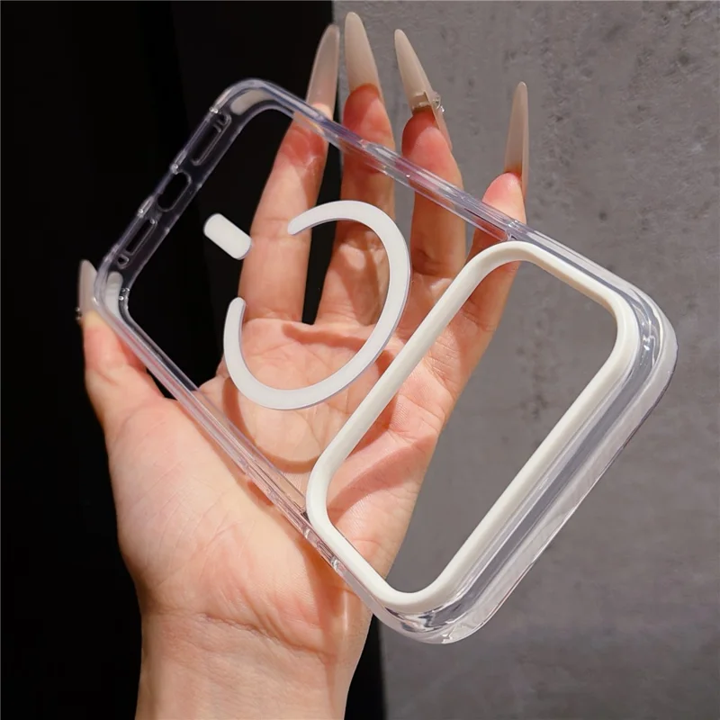 For iPhone 18 Pro Max / 17 Pro Max Magnetisk Case TPU + PC Klar Bagdækning - Hvid