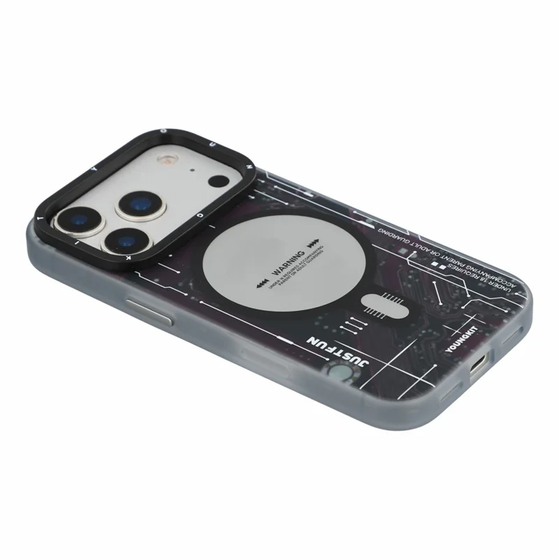 YOUNGKIT Technology Series for iPhone 18 Pro Max / 17 Pro Max Magnetic Case Hard PC IMD Phone Cover - Dark Cherry Red