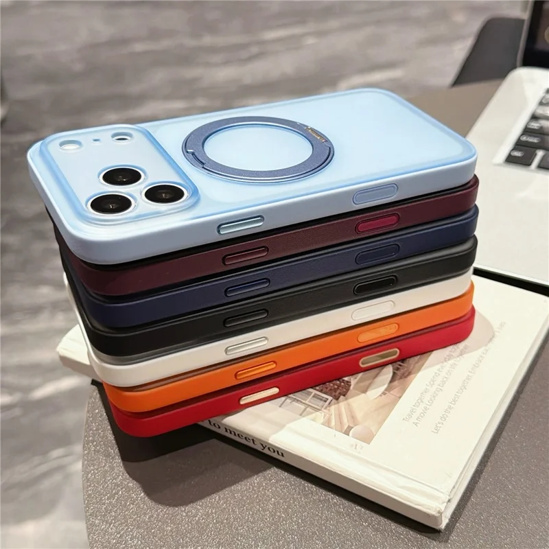 For iPhone 18 Pro / 17 Pro Case Magnetic Rotatable Kickstand PC + TPU Anti-slip Phone Cover with Camera Control Button - Orange
