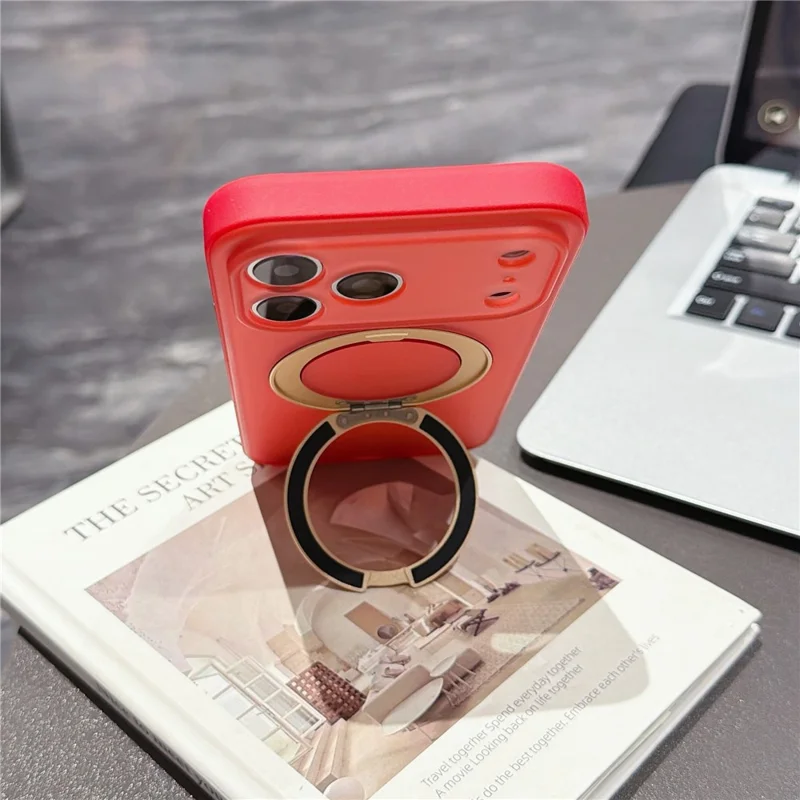 For iPhone 18 Pro / 17 Pro Case Magnetic Rotatable Kickstand PC + TPU Anti-slip Phone Cover with Camera Control Button - Orange