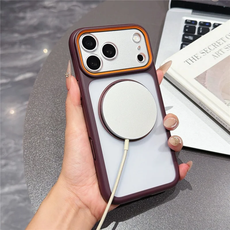 For iPhone 18 Pro / 17 Pro Case Magnetic Rotatable Kickstand PC + TPU Anti-slip Phone Cover with Camera Control Button - Orange
