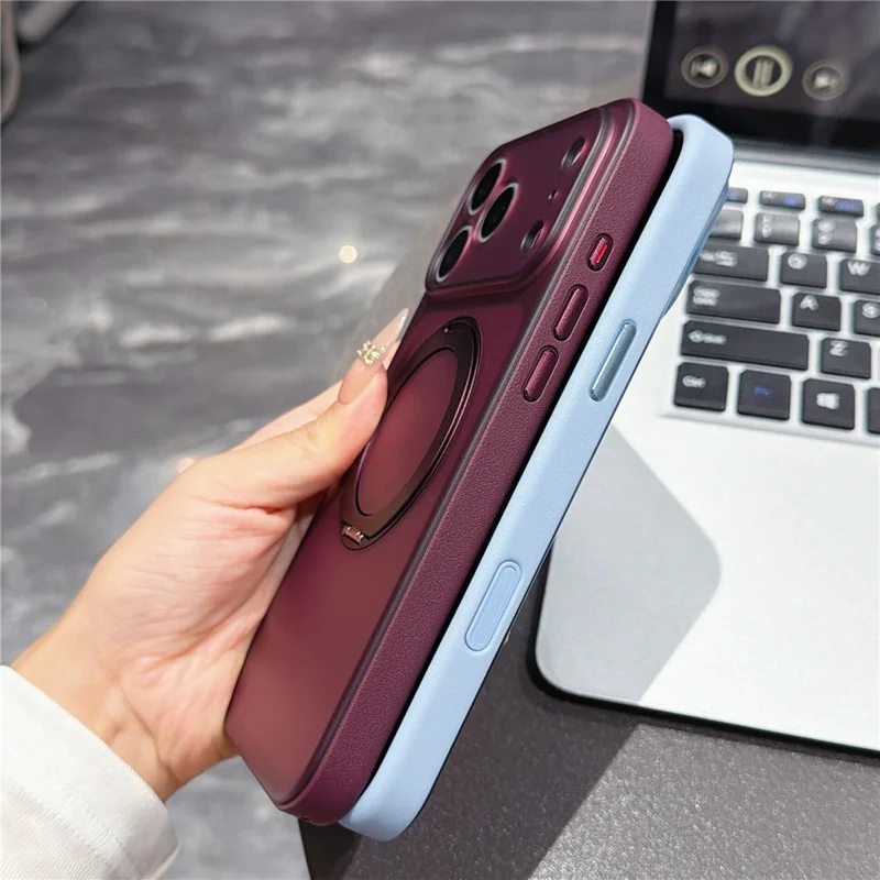 For iPhone 18 Pro / 17 Pro Case Magnetic Rotatable Kickstand PC + TPU Anti-slip Phone Cover with Camera Control Button - Orange