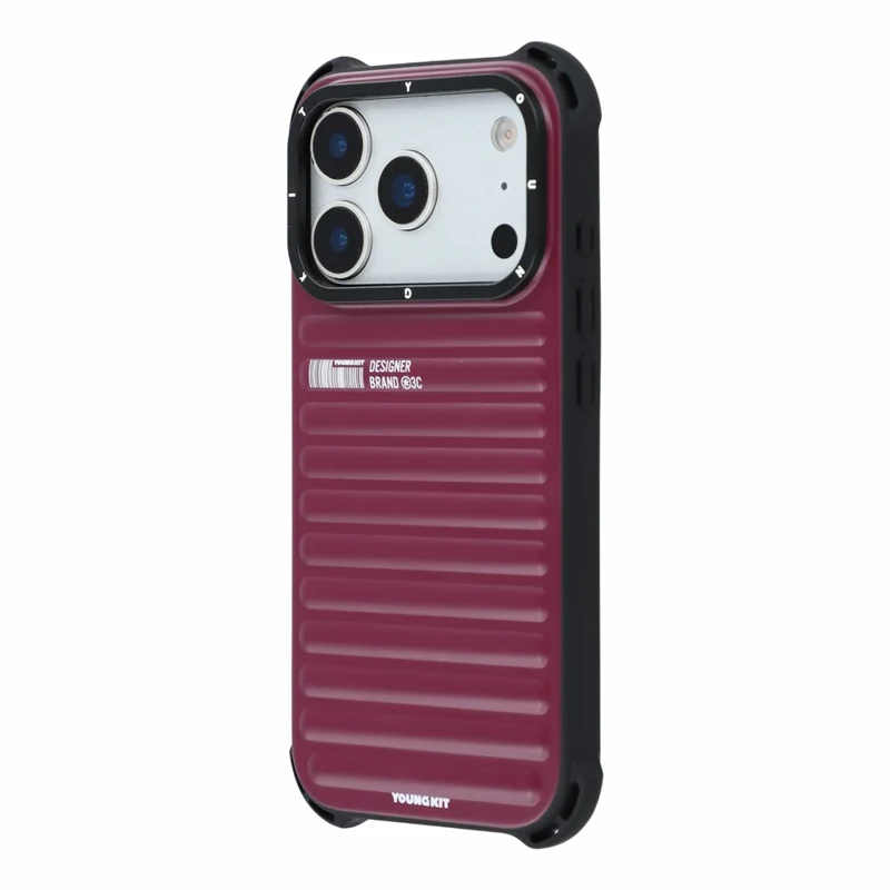 YOUNGKIT for iPhone 18 Pro Max / 17 Pro Max Magnetic Case Suitcase Texture IMD TPU Phone Cover - Cherry Red
