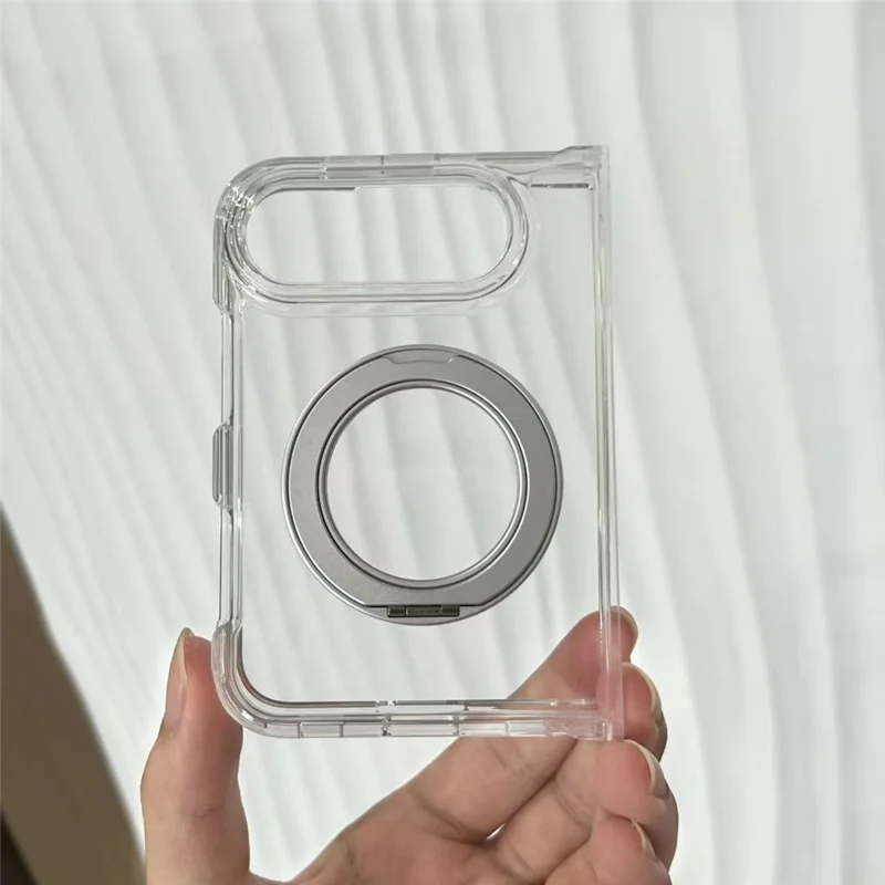 Transparante Foliohouder voor iPhone met Magnetische Opvouwbare Standaard, Duidelijke PC Stootvrije Telefoonhoes - Transparant