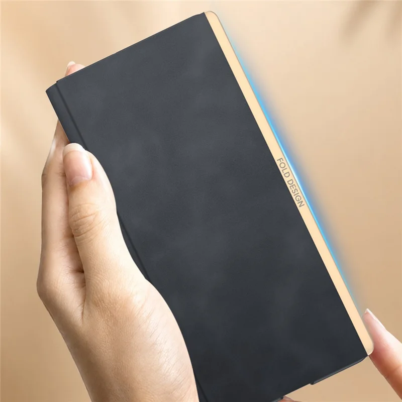 For Motorola Razr Fold 5G Case with Kickstand Shockproof Slim Textured Leather Phone Cover - Black