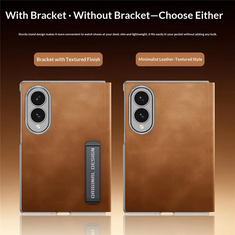 For Samsung Galaxy Z Fold8 Case with Kickstand Shockproof Slim Textured Leather Phone Cover - Black