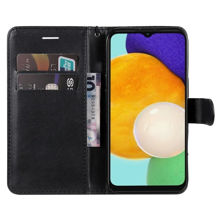 KT Leather Series-2 для Samsung Galaxy A34 5G Solid Color PU Leather Wallet Case Shockproof TPU Stand Book Style Flip Phone Cover с ремешком - черный