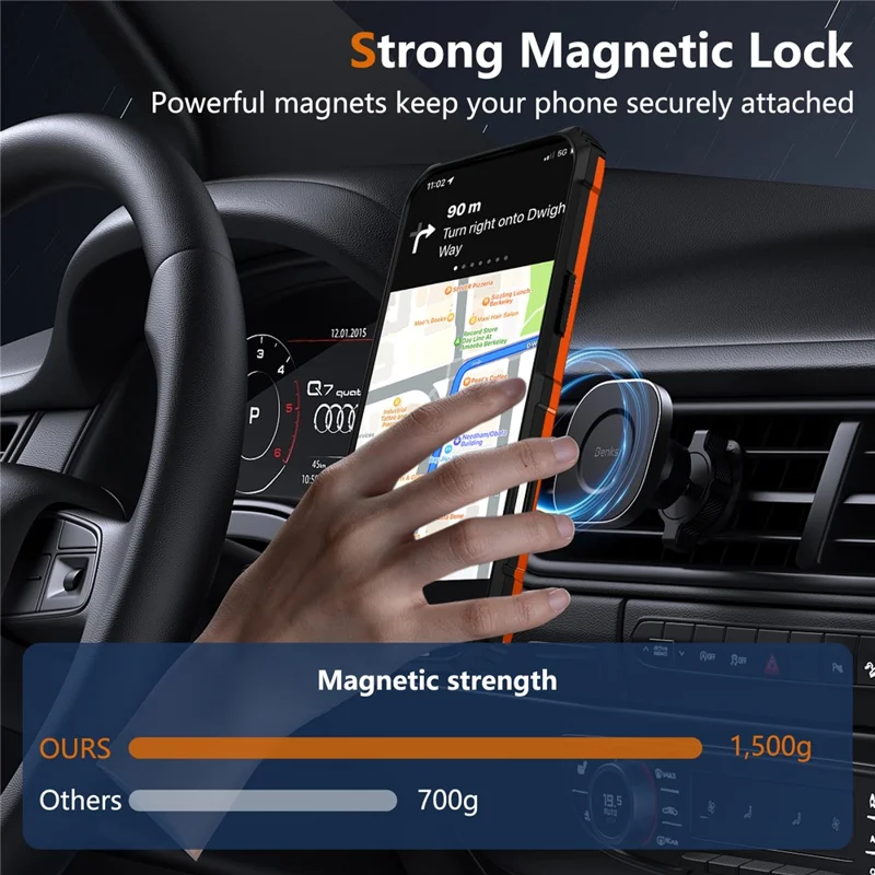 For iPhone 17 Magnetic Case Rotary Kickstand Anti-Drop TPU + PC Phone Cover - Orange